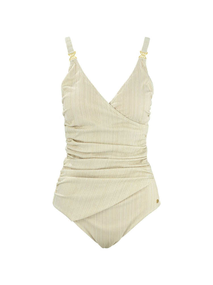 Seaspray Gold Athena Metallic Mock Wrap Strap Swimsuit - Image 3 of 3