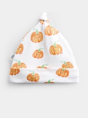 JoJo Maman Bébé Cream Pumpkin Print Zip Sleepsuit & Hat - Image 5 of 7