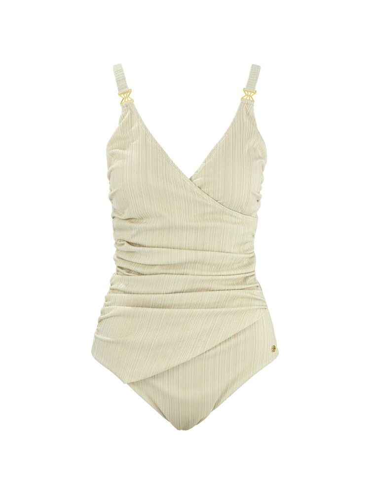 Seaspray Gold Athena Metallic Mock Wrap Strap Swimsuit Longer Length - Image 3 of 3