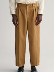 GANT Pleated Twill Brown Chinos - Image 1 of 1