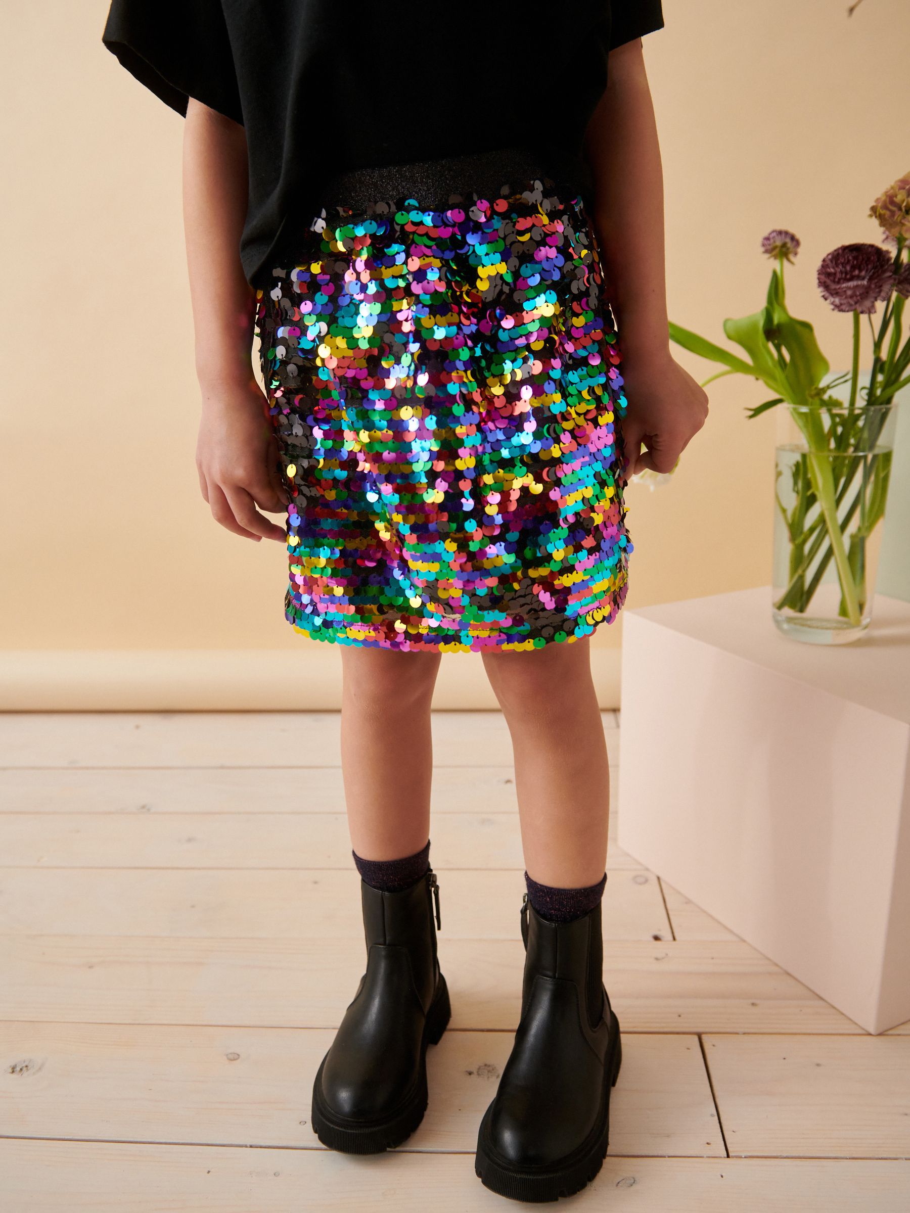 Multi Rainbow Sequin Skirt 3 16yrs