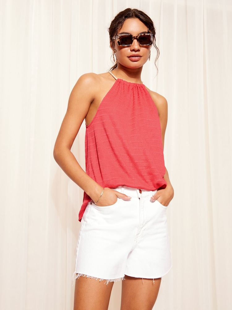 Friends Like These Pink Rope Detail Textured Halter Top - Image 2 of 4 Friends Like These Pink Rope Detail Textured Halter Top - Image 2 of 4