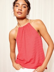 Friends Like These Pink Rope Detail Textured Halter Top - Image 4 of 4