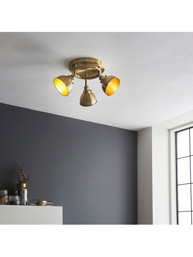 Gallery Home Brass Round Thomas Flush Ceiling Spotlight - Image 1 of 3