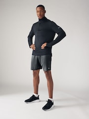 Slate Grey Textured Active Gym Shorts - Image 2 of 9
