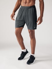 Slate Grey Textured Active Gym Shorts - Image 3 of 9