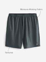 Slate Grey Textured Active Gym Shorts - Image 4 of 9