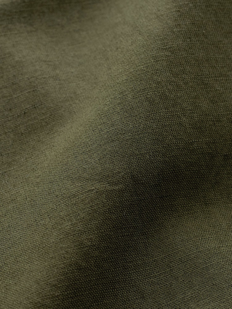 Green Cuban Collar Linen Blend Short Sleeve Shirt - Image 7 of 7