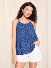 Friends Like These Navy Blue Strappy Crinkle Cami Blouse - Image 1 of 4