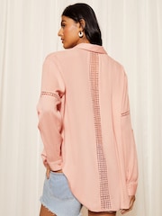 Friends Like These Khaki Green Long Sleeve Crinkle Trim Detail Button Through Shirt - Image 4 of 4