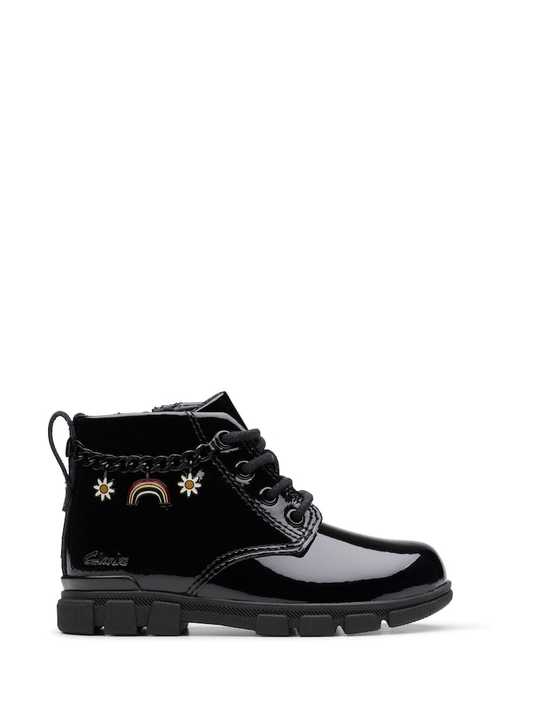 Clarks Black Standard Fit (F) Patent Evyn Charm Boots - Image 1 of 7