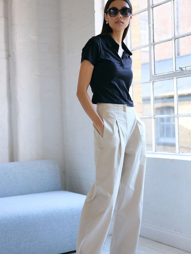 Stone Smart Button Hem Trousers - Image 1 of 7