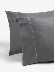 Charcoal Grey Collection Luxe 300 Thread Count 100% Cotton Sateen Satin Stitch Luxury Duvet Cover And Pillowcase Set - Image 6 of 8