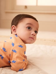 Oranžna/modra Dino - 3 komplet dojenček brez stopal pajac za spanje (0mths-3yrs) - Slika 5 iz 13