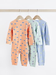 Oranžna/modra Dino - 3 komplet dojenček brez stopal pajac za spanje (0mths-3yrs) - Slika 6 iz 13