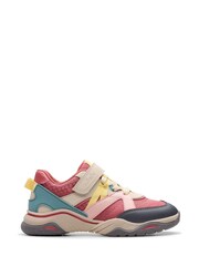 Clarks Red Standard Fit (F) Combi Feather Pace Trainers - Image 1 of 7