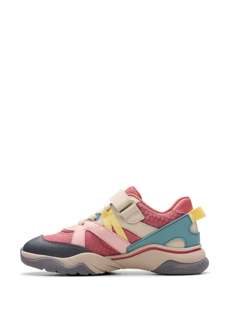 Clarks Red Standard Fit (F) Combi Feather Pace Trainers - Image 2 of 7