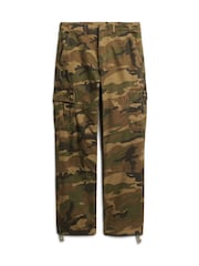 Superdry US Woodland Camo 100% Cotton Baggy Cargo Trousers - Image 3 of 6