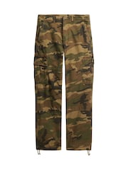 Superdry US Woodland Camo 100% Cotton Baggy Cargo Trousers - Image 4 of 6