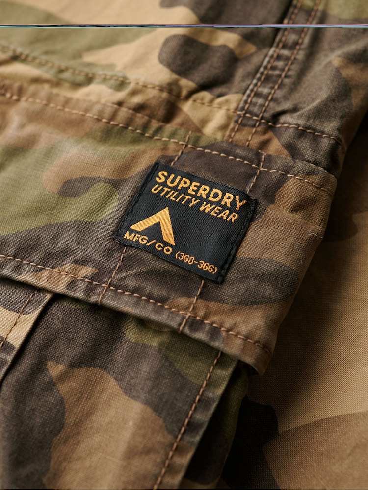 Superdry US Woodland Camo 100% Cotton Baggy Cargo Trousers - Image 5 of 6