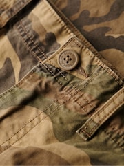 Superdry US Woodland Camo 100% Cotton Baggy Cargo Trousers - Image 6 of 6