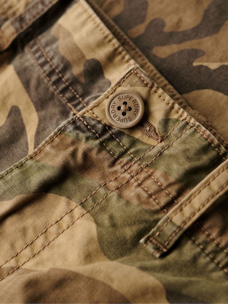 Superdry US Woodland Camo 100% Cotton Baggy Cargo Trousers - Image 6 of 6