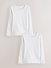 White Long Sleeve Vests 2 Pack (1.5-12yrs) - Image 1 of 6