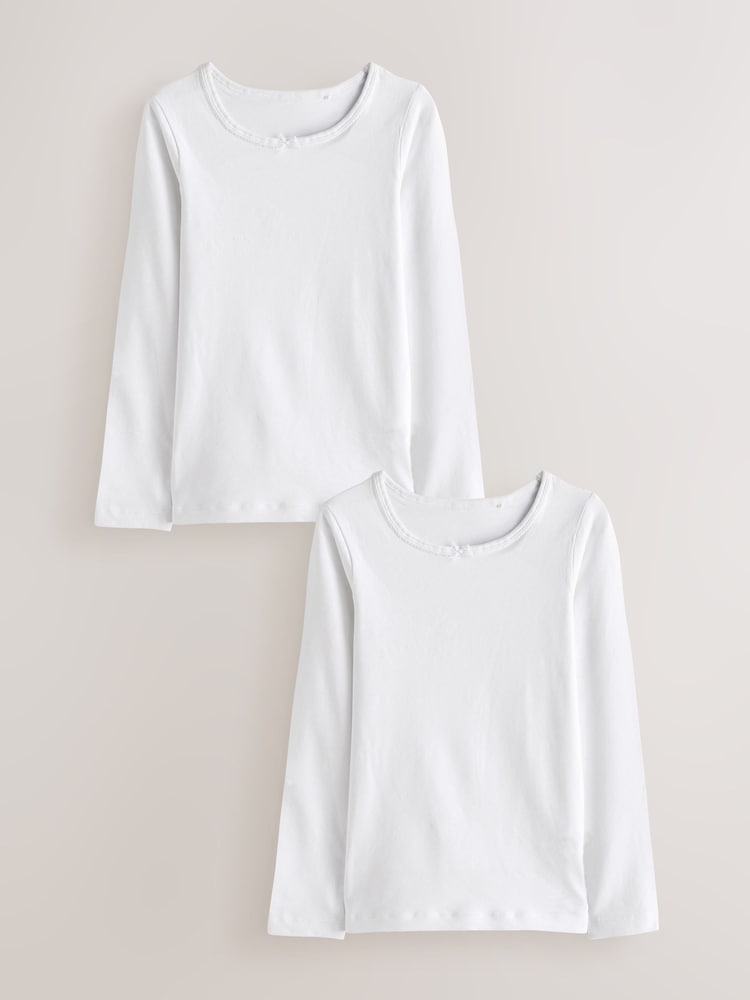 White Long Sleeve Vests 2 Pack (1.5-12yrs) - Image 1 of 6