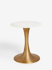 Gold Marble Top Fluted Side Table - Image 2 of 4