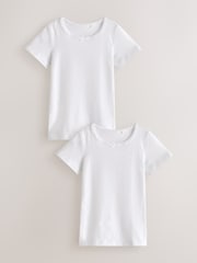 White Short Sleeve Vest Tops 2 Pack (1.5-12yrs) - Image 1 of 4
