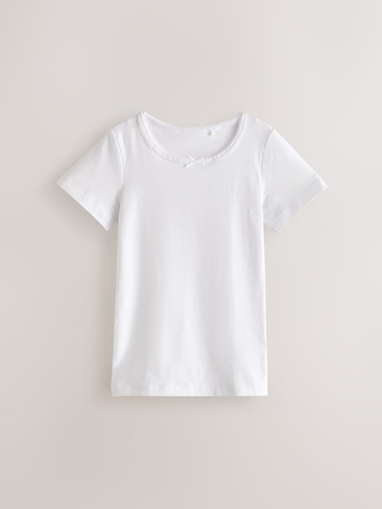 White Short Sleeve Vest Tops 2 Pack (1.5-12yrs) - Image 2 of 4 White Short Sleeve Vest Tops 2 Pack (1.5-12yrs) - Image 2 of 4