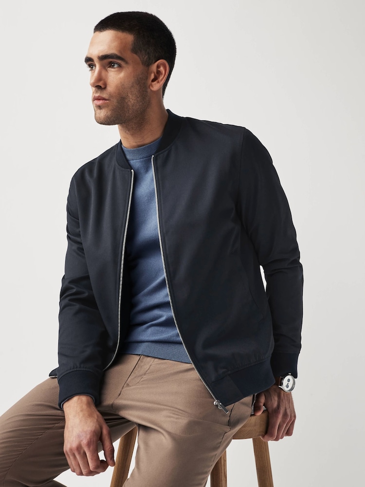Navy Smart Bomber Jacket - Image 1 of 10