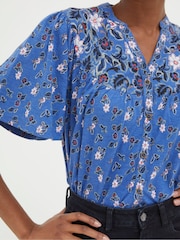 FatFace Blue Polly Layered Floral Top - Image 3 of 4