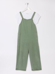 FatFace Green Woven Dungaree Set - Image 5 of 5