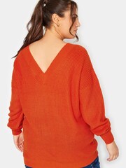 Yours Curve Orange Double V-Neck Jumper - Image 2 of 4