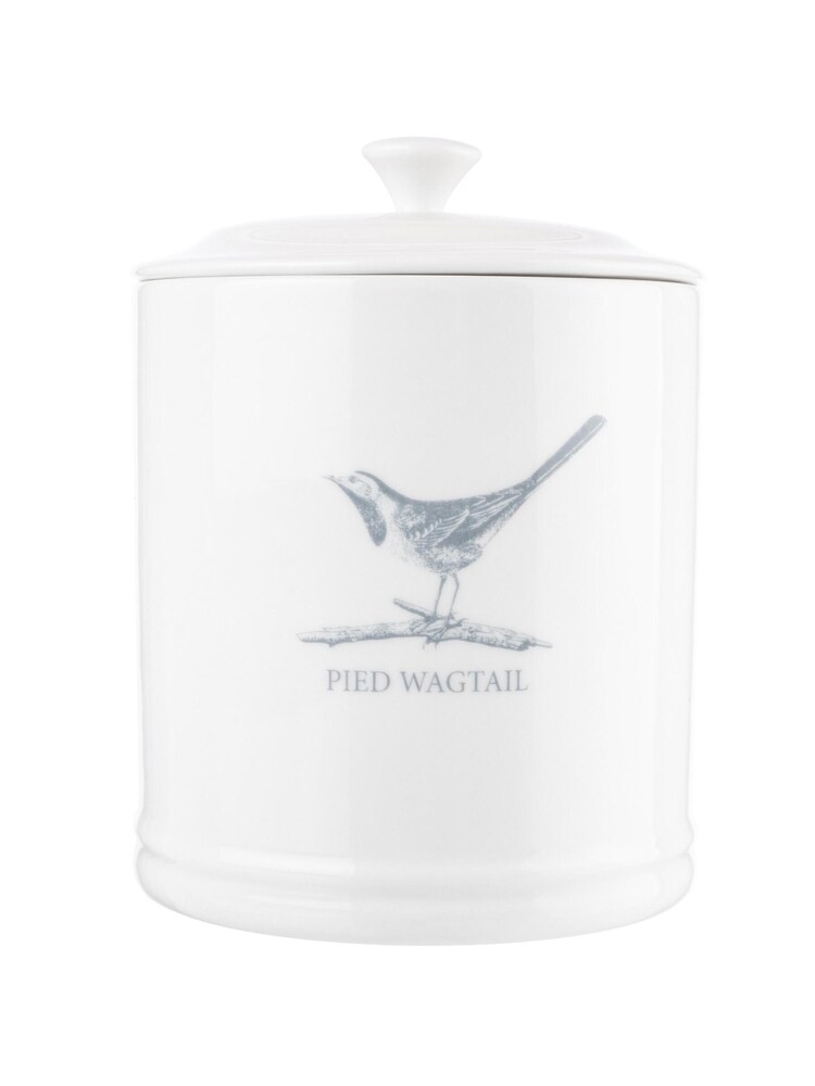 Mary Berry White Garden Pied Wagtail Tea Canister - Image 1 of 4 Mary Berry White Garden Pied Wagtail Tea Canister - Image 1 of 4