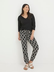 FatFace Lyme Black Mono Geo Trousers - Image 1 of 5