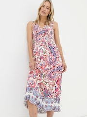 FatFace Multi Bright Paisley Midi Dress - Image 1 of 6