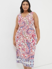 FatFace Multi Bright Paisley Midi Dress - Image 4 of 6
