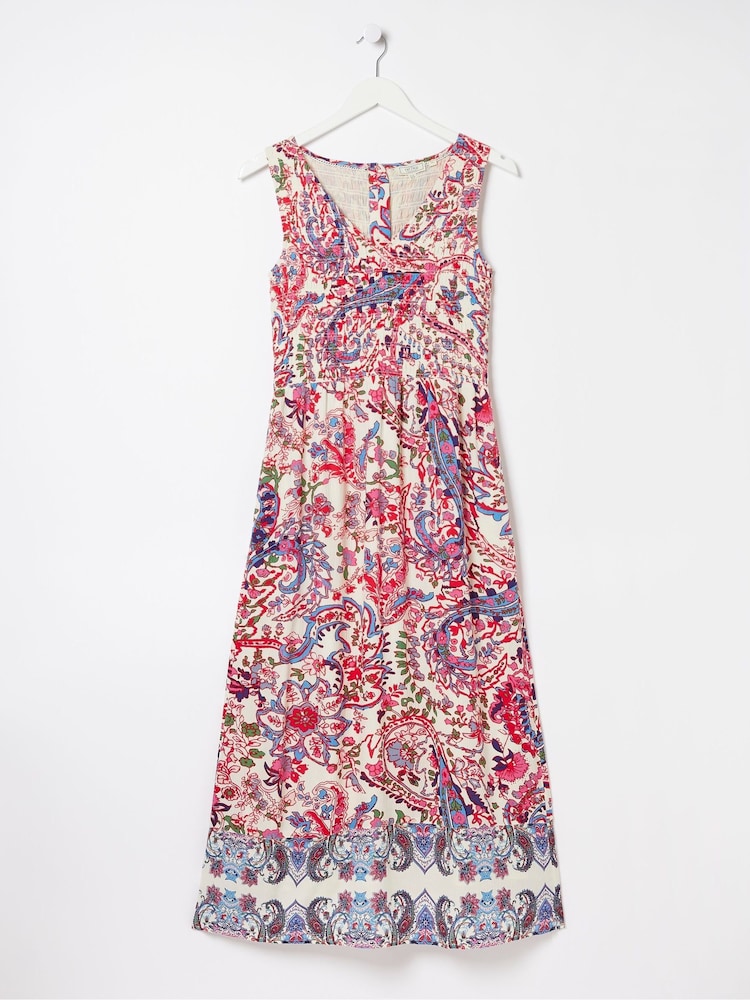 FatFace Multi Bright Paisley Midi Dress - Image 6 of 6