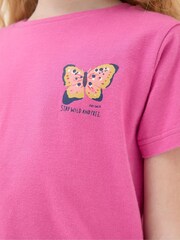 FatFace Pink Butterfly Fact T-Shirt - Image 3 of 6