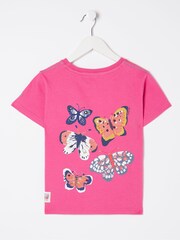 FatFace Pink Butterfly Fact T-Shirt - Image 6 of 6