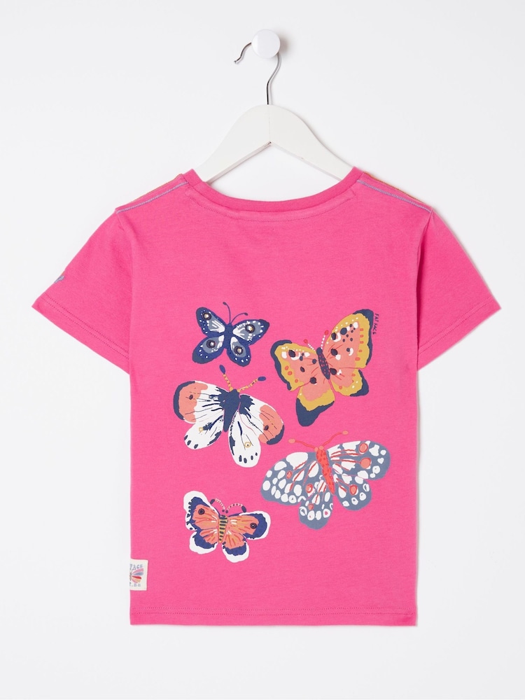 FatFace Pink Butterfly Fact T-Shirt - Image 6 of 6