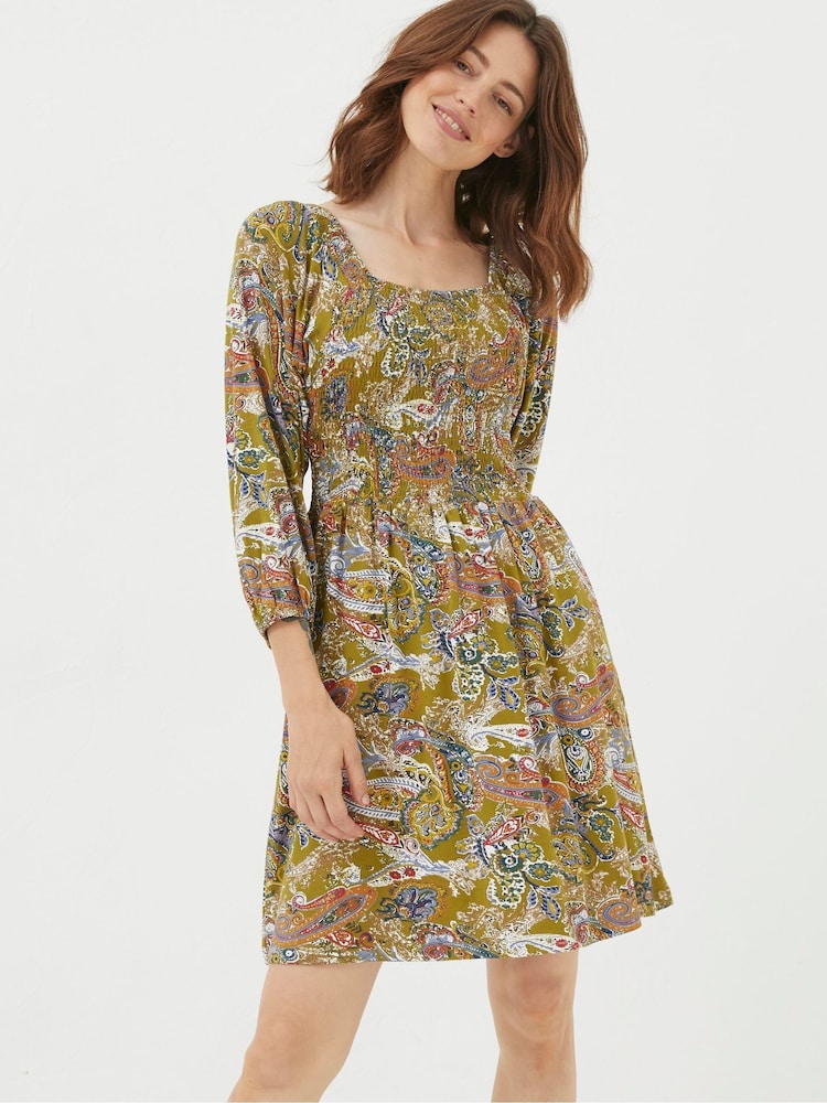 FatFace Green Paisley Jersey Dress - Image 1 of 5