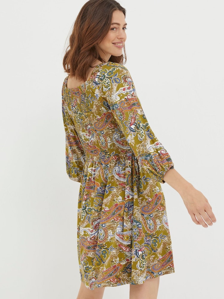 FatFace Green Paisley Jersey Dress - Image 2 of 5