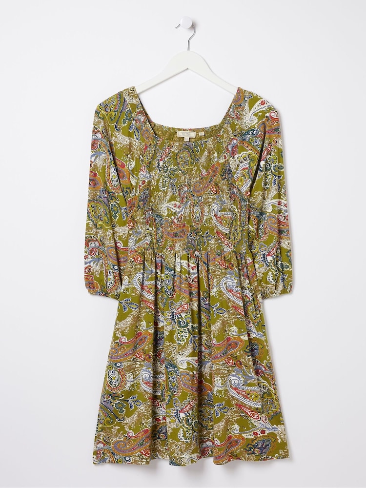 FatFace Green Paisley Jersey Dress - Image 5 of 5