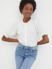 FatFace White Embroidered Blouse - Image 1 of 4