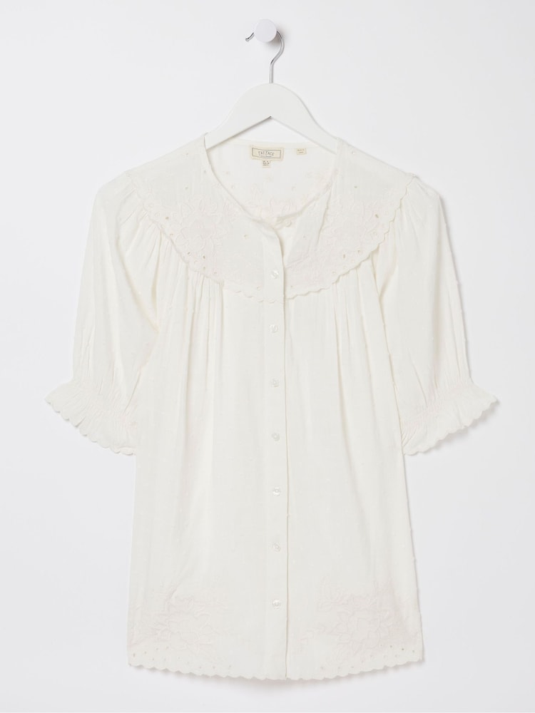 FatFace White Embroidered Blouse - Image 4 of 4