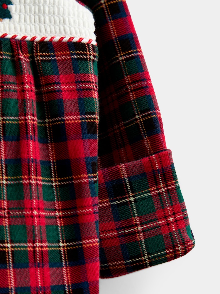 JoJo Maman Bébé Red Tartan First Christmas Smocked Footed Sleepsuit - Image 4 of 4 JoJo Maman Bébé Red Tartan First Christmas Smocked Footed Sleepsuit - Image 4 of 4