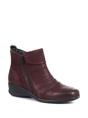 Pavers Burgundy Ladies Dual Zip Leather Ankle Boots - Image 2 of 5